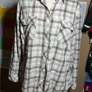 Croft & Barrow Checkered Shirt - Black, peach and Gray size 2x